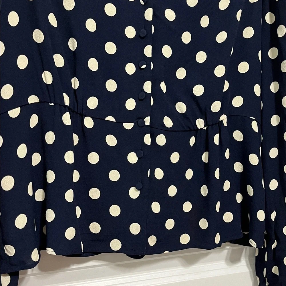 J. Crew Long Sleeve Peplum Polka Dot Top Sz 12